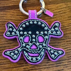 Coach Pink and Black Skull Keychain